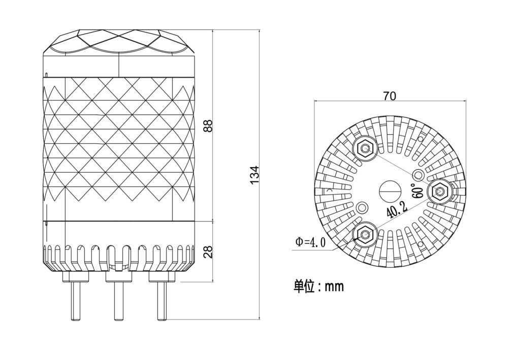 902X ratating signal beacon size
